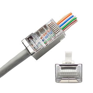 RJ 45 Socket Shielded Ethernet Network Cable STP FTP RJ45 Connector Cat5e Cat5 8P8C Pass Through Modular Plug