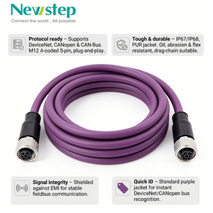 Profibus M12 B Coded 5 Pin Cable Shielded IP67 Waterproof Industrial Fieldbus Cable For PLC DeviceNet Network Automation