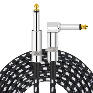 High Quality OFC 3M Braided Angel to Straight 6.35mm 1/4 Inch TS Jack Instrument Bass Pedal Patch Guitar Cable