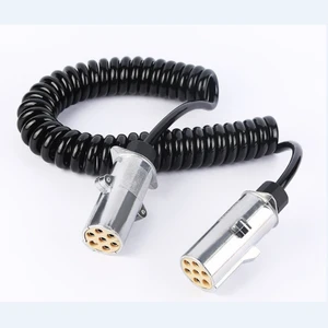 12/24V 7 Pin TPU TVP Trailer Extension Coiled Cable with Trailer Adapter Plug Socket Connector
