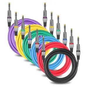 Factory OEM Logo 1/4 Inch Guitar Instrument Cord 6.35mm to 1/4 TRS Stereo Audio Cable Male to Male Jack for Amplifier Speaker