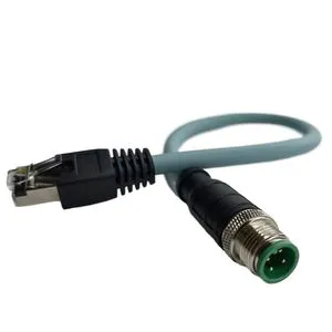 M12 A-Coded 4 Pin Male RJ45 Plug Industrial Profinet Ethernet Cable Assembly IP67 Waterproof Double Shielded PVC Oxygen-Free