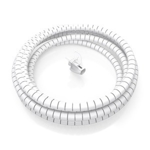 Spiral cable organizer - 1.0 m, 25 mm diameter, white, ideal for keeping cables tidy and protected.