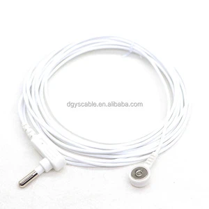 Custom 4.5mm 90-degree Banana Plug To 4.0 Electrode Buckle Ground Grounding Cable ESD Therapy Electrode Cable 5 Meters