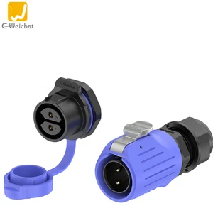 LP20 M20 2/3/4/5/7/9/12/14 Pin Outdoor Electrical Cable Connectors Panel Mount Plastic Blue Waterproof Cable Connector