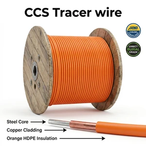 CCS Tracer Wire 10 GA 12 GA 14 GA Copper Clad Tracer Wire 12 Awg 14 Awg 16 Awg #12 #14 #18 HDPE HMWPE Tracer Wire