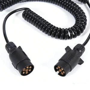 New Waterproof 7 Pin Extension Spiral Trailer Truck Cable 12V-24V SAEJ1128 Standard