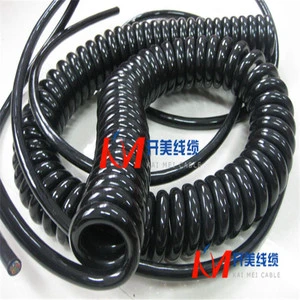 Spiral Coiled Mobile Beacon Car Power Cable Copper Conductor PUR Jacket 8*1.5mm Low Voltage