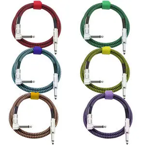 OEM Factory Wholesale Customizable Length Color High-quality 6.35mm Connector Professional Guitar Cable Nylon for Guitar Piano