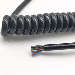 H05BQ-F PUR 2/3/4/5/6/7/8/10 Core Power Spring Wire 8 Core Coiled Spring Cable 8 Pin Spiral Cable High Elasticity Spiral Cable