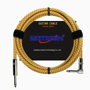 10ft Nickel Plated Plug Electric Instrument Cable Bass Amp Cord Jack 6.35mm Tweed Guitar Cable Patch Cable for Electric Guitar