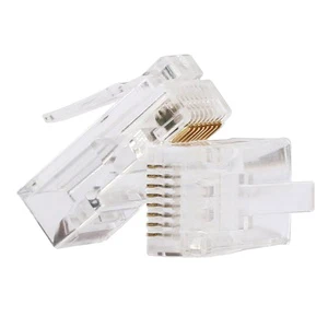 OEM Gold Male 50u 100pcs RJ45 Cat5 Cat5e UTP Unshielded Network Connector Crystal Head 100/1000 Base-T ISO9001 Certified