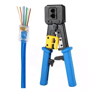Good quality RJ11 RJ12 RJ45 Crimp Tool for Cat5e Cat6 Pass Through Connector and Regular Connector