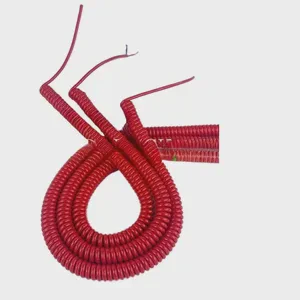 Red Spring Spiral Cable Telescopic Wire 2Cores Stretch 1/2/3/4/5/6/7/8/9/10 Meters Stretchable Wire Shrinkable Cable