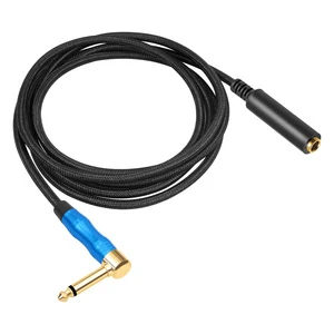 6.35mm Male to Female Audio Extension Cable Right Angle 1/4 Inch Braided Guitar Instrument Cable