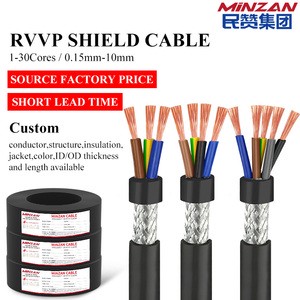 RVVP 2/3/4/5/6/7/8 Core 0.2mm 0.3mm 0.5mm 1mm 1.5mm Shielded Cable 2 3 4 5 6 8 10 Core 24 22 20 18 AWG Flexible Control Cable