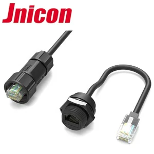 Professional IP68 Front Panel Mounted Waterproof M19 RJ45 Connector With Ethernet Cable