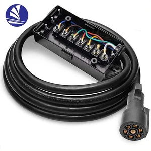 Heavy Duty 7way Trailer Plug Inline Trailer Cord with 7 Gang Junction Box, with 8feet Cable RV Towing/ Leisure