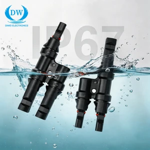 1000V DC 30A IP68 Waterproof 2 In 1 PV Solar Energy System T Branch Wire Connector