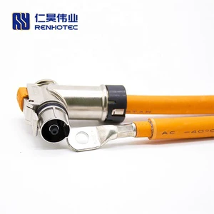 Wiring Harness High Voltage HVIL Cable Assembly with Right Angled Plug Connector IP67 Rated 360 Shielded for Automotive Use