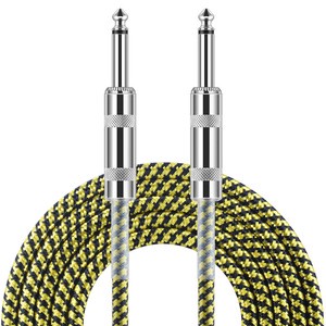 Heavy Duty Electric Guitar Cable 6.35mm TS Mono Audio Cord with Noise Suppression - 3/6/10 Meters for Bass Amp & Pedalboard
