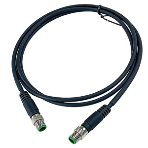 M12 Pre-assembled Connectors 3 m Cable Length Female Straight Pvc Black Unshielded Assembly M12 3 Pin Connectors