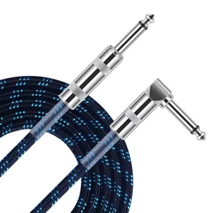 10FT Noiseless Braided Guitar Cords Instrument Cable Premium Nylon Guitar Cable for Electric Guitar and Bass