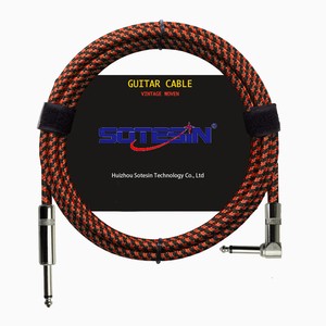 Professional Braided Guitar Cable Ts to Right-angled 1/4 Inch Musical Instrument Guitar Cable Low Noise Electric Guitar Cable