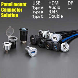 Panel Mount USB Connector RJ45 Network Connector Video Connector USB Type-A Type-B Type-C Waterproof