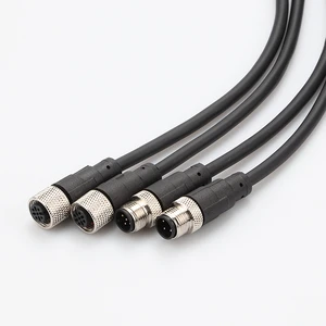 M12 Aviation Plug Connector with Cable, Straight and Right-Angle Male-Female Connector, 3 4 5 8 12 17 P Sensor Connection Cable