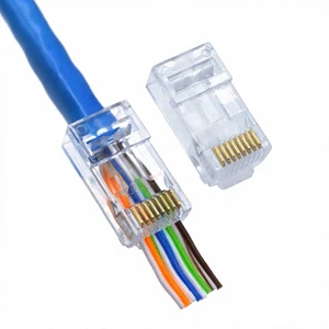 Through Hole Connector RJ45 Plug UTP CAT5 CAT6 UTP RJ45 Pass Through Connector