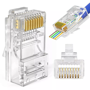 RJ45 Connector 8p8c Modular Plug UTP Pass Through Ethernet Cat5e Copper PC