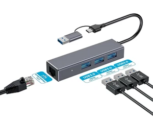 USB C To RJ45 Hub Ethernet Adapter Support 10/100/1000Mbps Network Access USB 3.0 Hub Network Adapter For Keyboard Mouse Camera