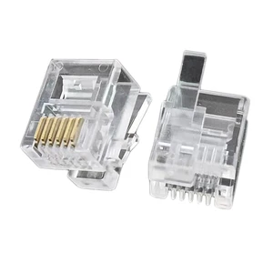 Manufacturer Direct 90D 6P6C Modular Plug RJ11 RJ12 Connector for Telephone Cable Port Left Latch Position-Connector Accessories