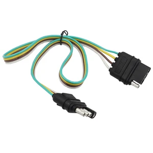 Car Tail Light Power Cord 4 Pin Socket Extension Cable Harness with Male and Female Electrical Trailer Connector