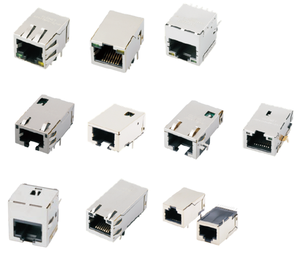 GLGNET I880A Ethernet RJ45 Connector 8P8C 2X4 Unshielded with EMI TAB Phosphor Bronze Panel Mount Round Pin W/O LED