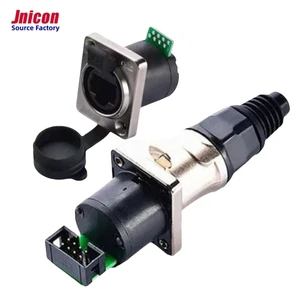 Jnicon 8Pin IP65 Male RJ45 Plug Cable Industrial Female Connector CAT6 Ethernet Cable Drag Chain Cat 5e RJ45 Signal Connector