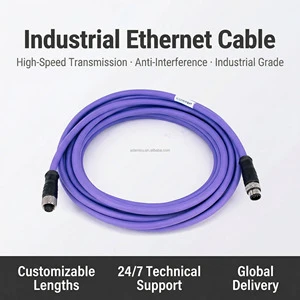 M12 IP67 300mm Ethernet Cable RJ45 Waterproof Connector 220V Single-Core Industrial Blue PVC Plastic Drum Copper Wiring Harness