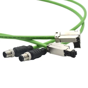 High Quality Profinet EtherCat Ethernet IP67 Metal RJ45 Cable 4 Pin M12 D Code ProfiNet Industrial Network Cable Connector