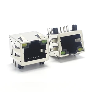 OEM AK Electronics RJ45 Female Single Port LAN Network LED Locking Clip Ethernet 8Pin RJ45 Socket Connector 2 Years Warranty