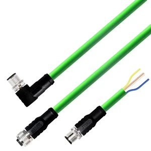 M12 4pin D Code Male to Male Shielded CAT5 Industrial Ethernet Cable Connector