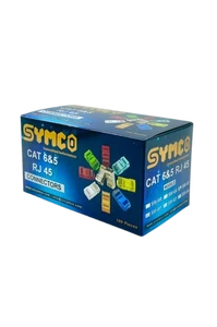 SYMCO RJ45 SM-6P Cat6 Pass-Through Connector (Gold, 1U) 8P8C Ethernet Modular Plug High Performance RJ45 Ethernet Connector