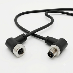 IP67 22AWG M12 4-Pin A-Coded Right-Angle Male to Female Waterproof Cable Assembly for Industrial Sensor PLC Automation