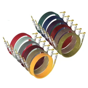 TL LINK Gold-Plated Tip Nickel-Plated Shell DC 6.35mm M-M Copper Conductor Guitar Cable Straight-to-Right-Angle Dual-Color Mesh
