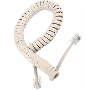 Desk Phone Handset Cable 4P4C RJ11 Coiled Phone Handset Cable Flat Black Spiral Cable with 4-inch Lead and 6-foot Length
