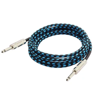 10ft Colored Braided Electric Guitar Fret Cable 1/4-inch Mono Plug Foil Shielded Nylon Jacket PVC Compatible Audio Video