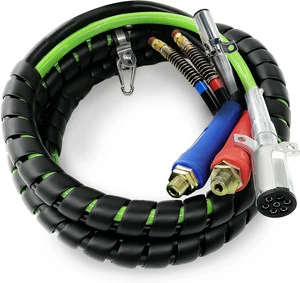 15ft 3 in 1 ABS & Power Air Line Hose Wrap 7 Way Electrical Cable with Handle Grip for Semi Truck Trailer Tractor