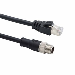 Manufacturers Waterproof Stable Transmission CAT 6A Shielding M12 8pin Female to RJ45 Industrial Wire Harness Cable