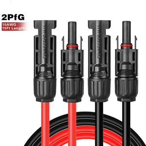 10 Feet 10 AWG Solar Extension Cable Female Male Connector Solar Panel Wire Red Black 10 FT Black 10 FT Red Solar Raw Materials