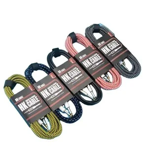 Black Leather Braided Guitar Connecting Cable 3m 5m 10m Noise Reduction Audio Accessories for Electric Guitar Electric Bass Box